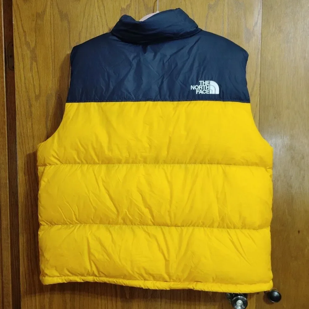 The North Face Vest 2XL XXL Black Yellow/Orange Down Puffer 700 Goose Down Zip